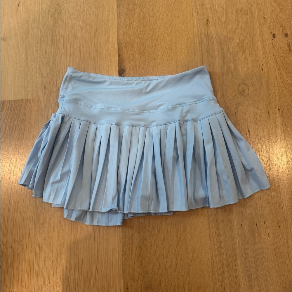 Chic Light Blue Pleated Mini Skirt